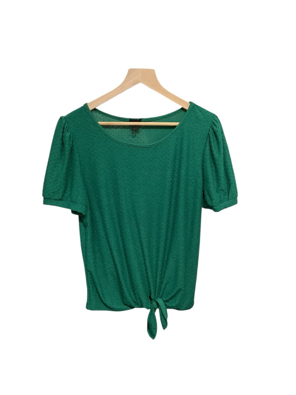 W5 Women's Green Puff Sleeve front tie Blouse SIZE XL